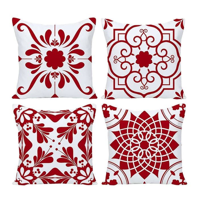 Catzon 4 Pcs Modern Throw Pillow Covers Geometric Flower Pattern for Couch