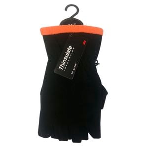 Stretto Mens Hi Vis Fingerless Gloves Black with Fluro Trim