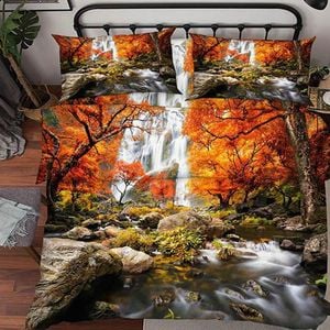 3D River Waterfall 15 Bedding Set Pillowcases Quilt Duvet Cover Set Queen King