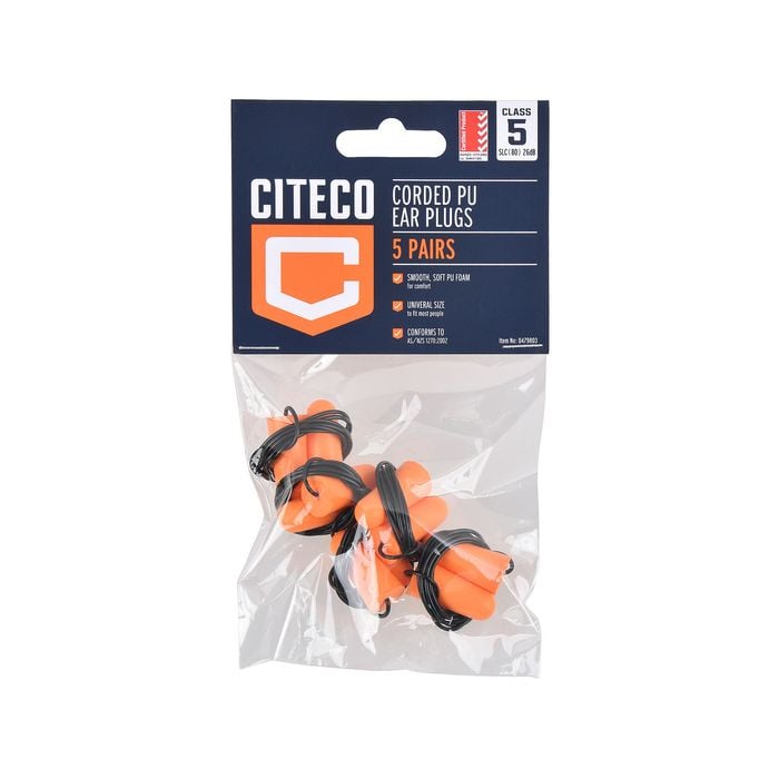 Citeco 5 Pairs Corded PU Ear Plugs