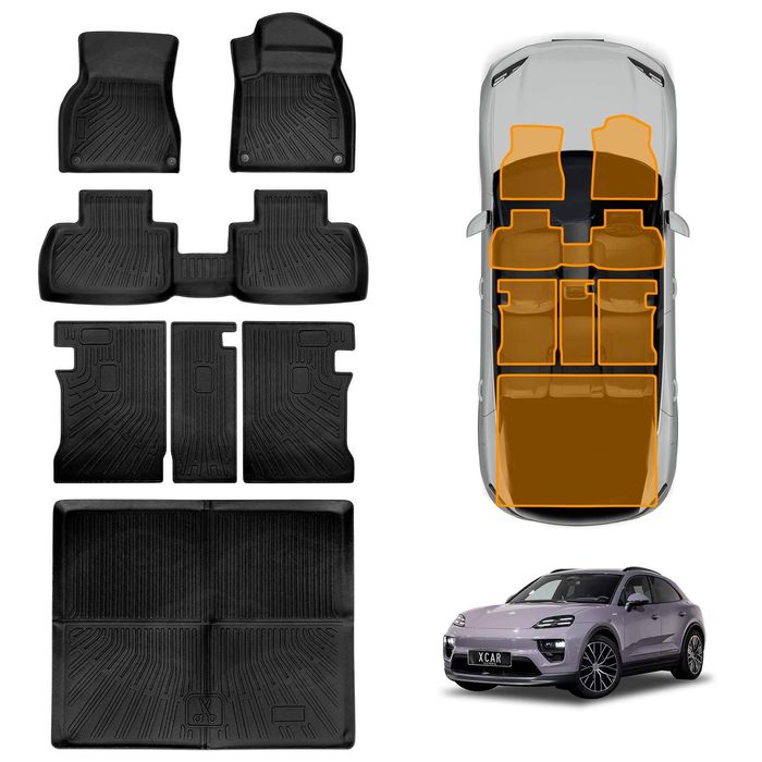 Floor Mats Boot Liner for Porsche Macan Electric 2024-Onwards Cargo Kick Mats Back Seat Cover