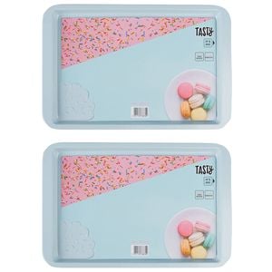 Tasty Non-Stick Cookie Sheet Tray Rectangle 38cm Light Blue 2 Pack