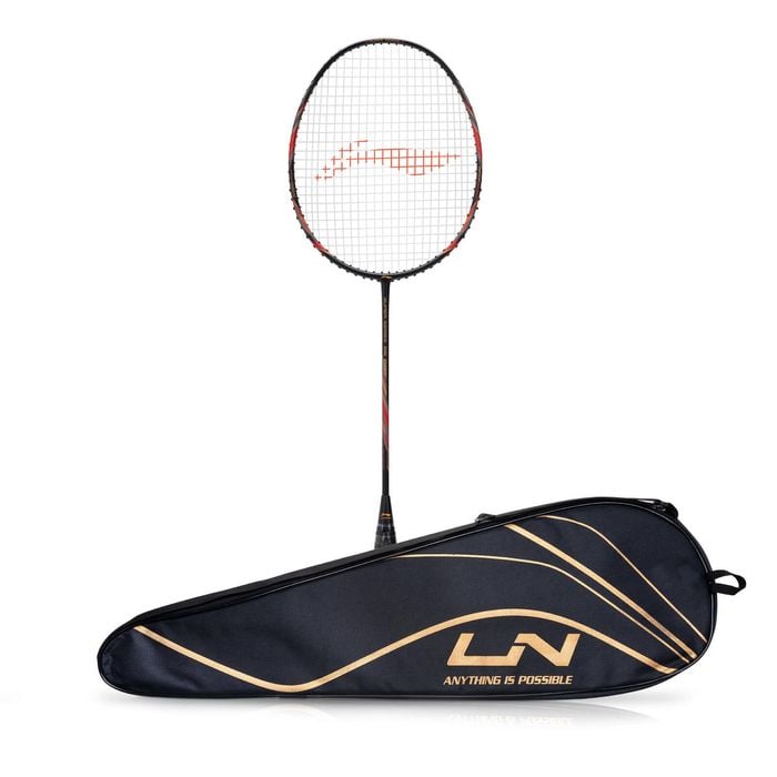 Li-Ning Super Series 900 Carbon Fibre Strung Badminton Racket with Full Racket Cover (Black/Red) | For Intermediate Players
