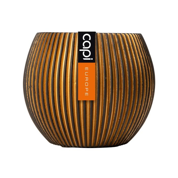 Capi 12 x 10cm Black And Gold Groove Indoor Plant Pot - 12 x 10cm