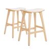 2X 65cm Wooden Bar Stool Padded Fabric KANSO - BEIGE - KANSO | Beige | Bar Stool