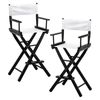 Sarantino Set of 2 White Tall Directors Chair Beech Wood Frame with Canvas Seat