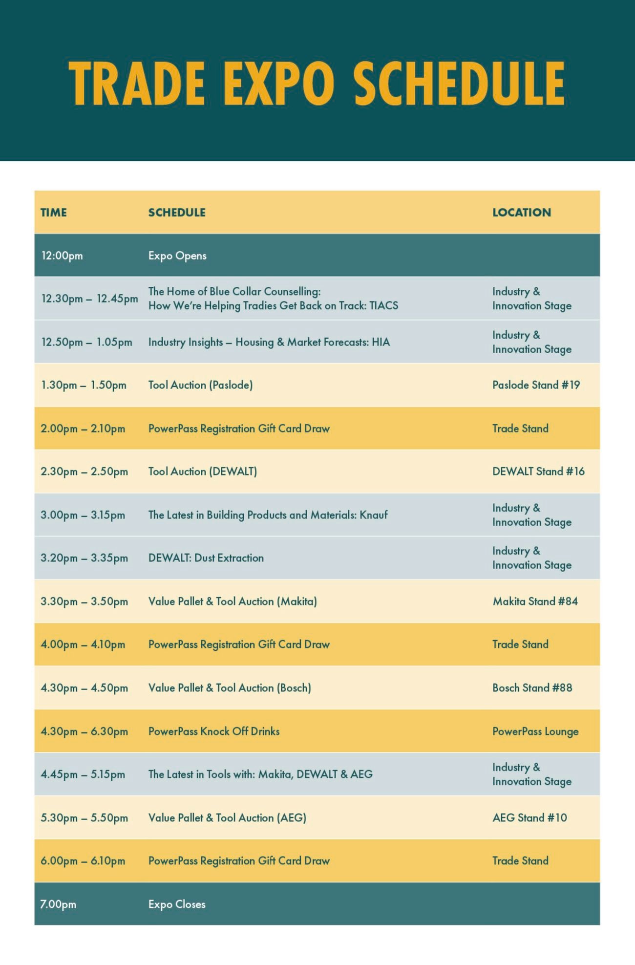 Trade Expo Perth 2026 Event Schedule Document