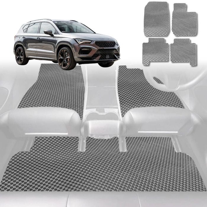 6D Diamond Car Floor Mats for Cupra Ateca 2016-Current-Full Set-Grey-Outback GT