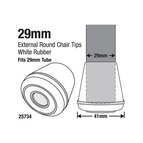 Surface Gard 29mm White Round External Rubber Chair Tips 4 Pack Bunnings Australia