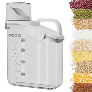 Catzon 1.8L Cereal Storage Container with Pouring Spout for Rice Nuts Beans-White