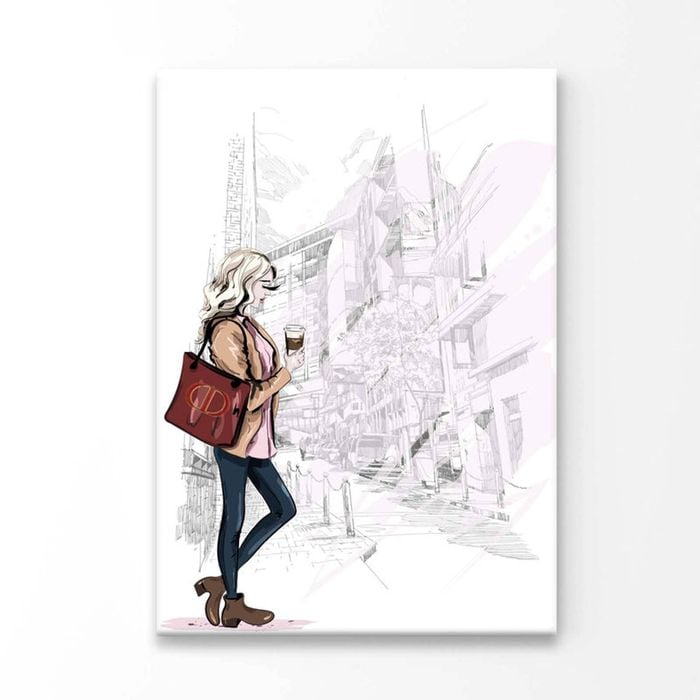 Lady With Red Bag Print 100% Australian Made 100 x 150cm (Acrylic)