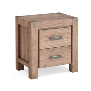 Bedside Table 2 drawers Night Stand Solid Wood Acacia Oak Colour