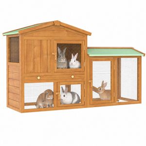 Advwin Rabbit Hutch Chicken Coop 137x43x85cm Brown