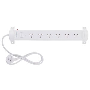Arlec White 6 Outlet Rotatable Powerboard With Surge Protection