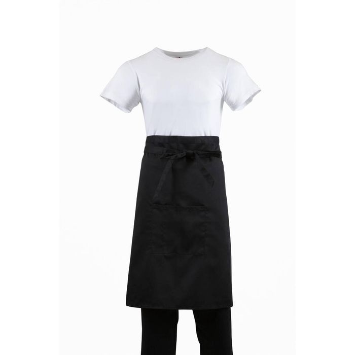 Whites Bistro Apron Polycotton Black Waist Apron With Pocket 1000x700mm Commercial Kitchen Staff Uniform