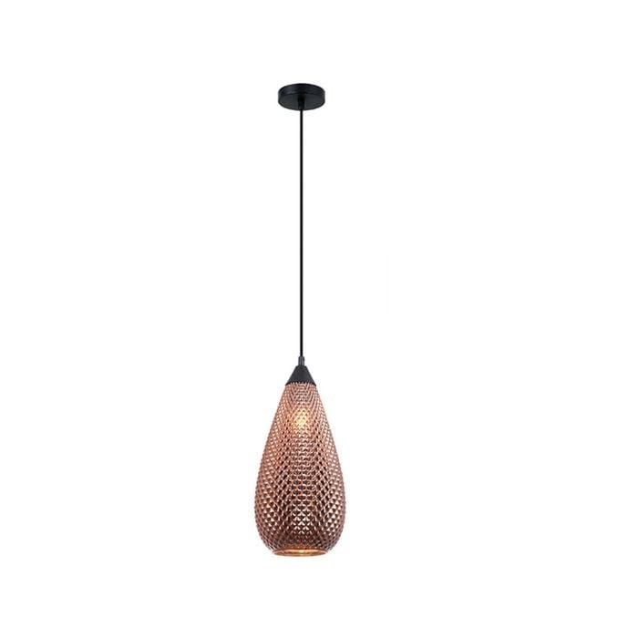 CLA Lighting RICTUS Glass Tear Drop with Quadrilateral Segments Pendant Light - Copper