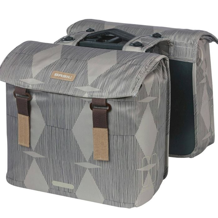 Basil Elegance Double Pannier Bag Mik 40-49l Chateau Taupe Grey