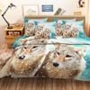 3D Snow Wolves 80 Bedding Set Pillowcases Quilt Duvet Cover Set Queen King