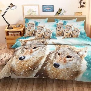 3D Snow Wolves 80 Bedding Set Pillowcases Quilt Duvet Cover Set Queen King