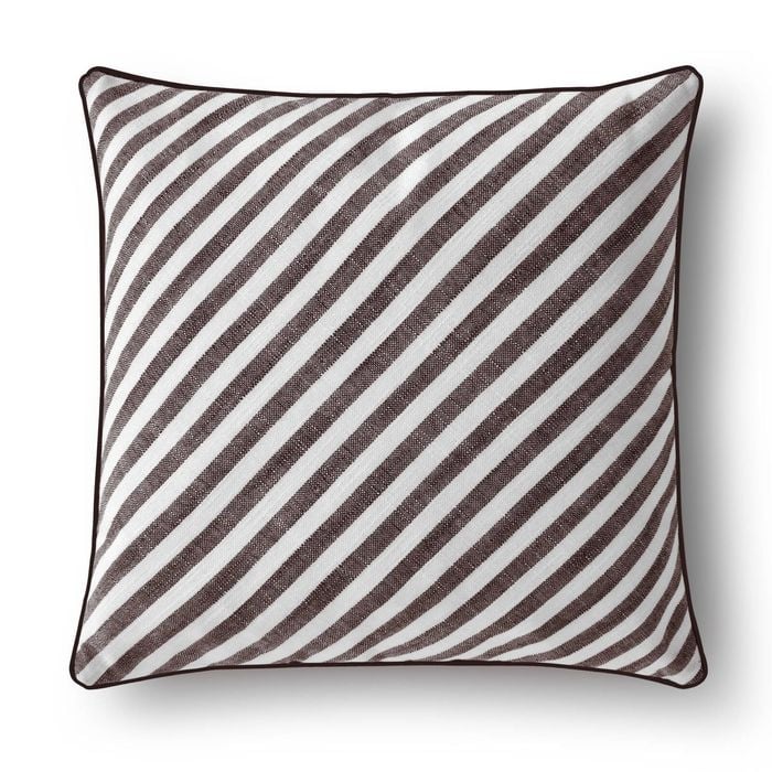 Cadence & Co. Oscar Faux Linen Striped Cushion Cacao