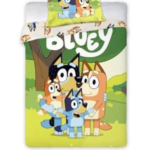 Bluey Family Time Kids Cotton Quilt Cover Set - Toddler Bed Size