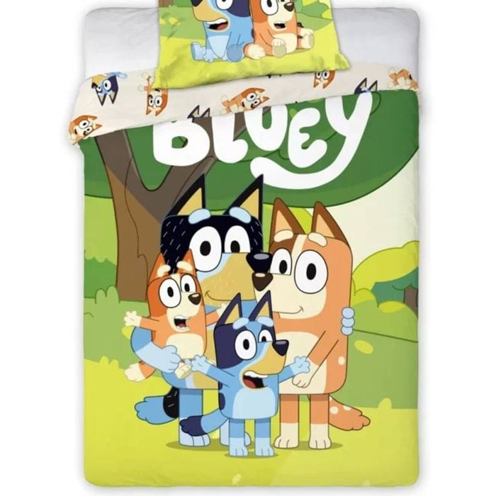Bluey Family Time Kids Cotton Quilt Cover Set - Toddler Bed Size