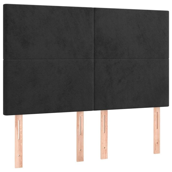 vidaXL Headboards Upholstered Wall Bed Header Bedroom 4 pcs Black 72 cm Velvet