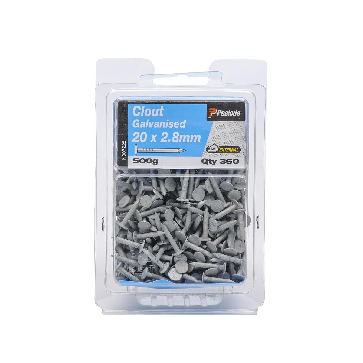 Paslode 20 x 2.8mm 500g Galvanised Clouts - 360 Pack - Bunnings Australia