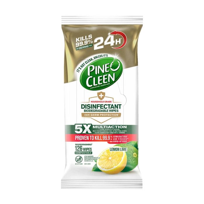 Pine O Cleen Disinfectant Wipes 24 Hour Protection Lemon - 126 Wipes