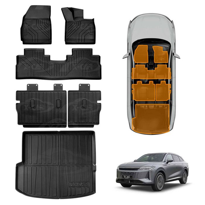 Floor Mats Boot Liner Set For Omoda Omoda 9 2025-onwards All Weather Heavy Duty Trunk Cargo Kick Back Seat Protector Cover