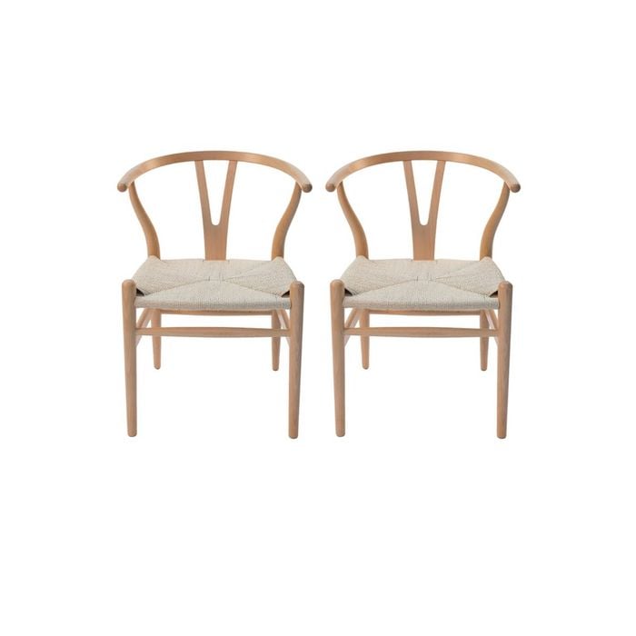 Sk Designer Living | Pack Of 2 | Replica Hans Wegner Wishbone Chair - Natural