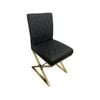 2X Dining Chair Stainless Gold Frame & Seat Black Pu Leather