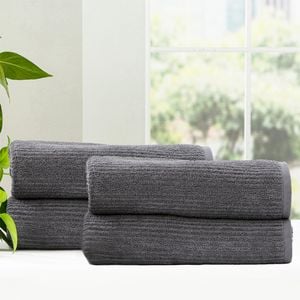Renee Taylor 4 Piece Ribbed Bath Towel Granite