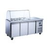 FED-X Three Door Salad Prep Fridge with Curve Glass Top 