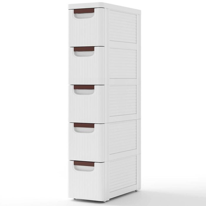 Costway 5-drawer Rolling Tallboy Narrow Storage Cabinet Organizer Unit
