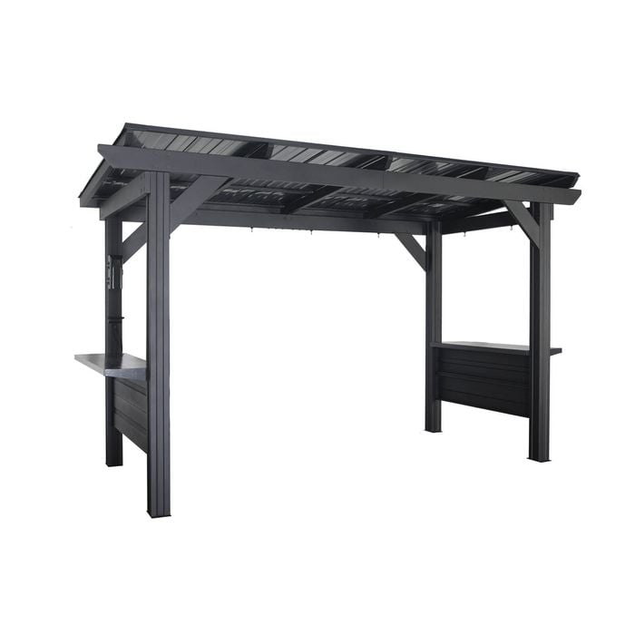 Backyard Discovery Rockport 3.7m X 1.8m Galvanised Steel Hardtop Barbeque Gazebo with Bar Tops and PowerPort