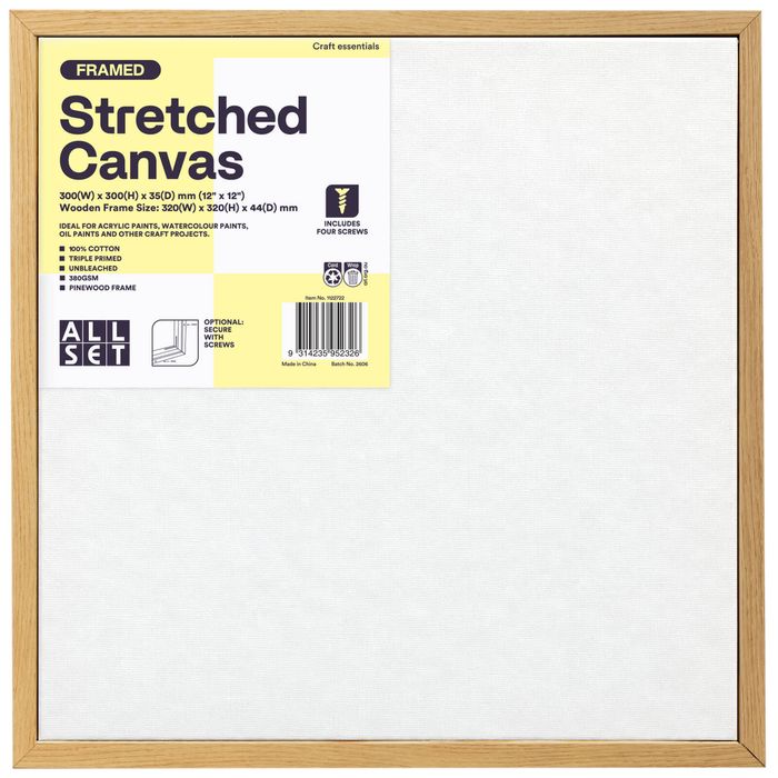 All Set 300 x 300 x 35mm Framed Stretched Canvas