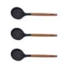 3PK Bialetti St. Clare Silicone Skimmer Cooking Utensil w/ Acacia Handle Black
