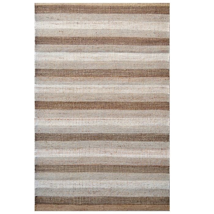 Striped Natural Wool & Jute Rug-Goa 1121-160x230cm