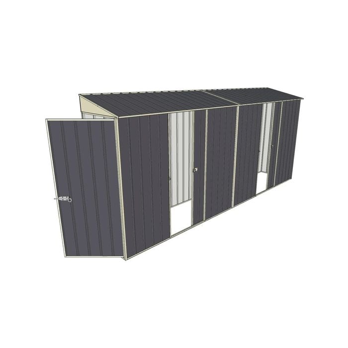 Build-a-Shed 0.8 x 4.5 x 2m Hinged Door Tunnel Shed with Double Sliding Side Doors - Grey