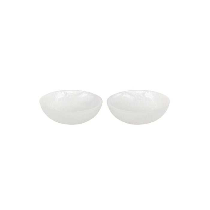 2pc Tempa Bennett Marble Finish Resin Serving Bowl Set 10cm White