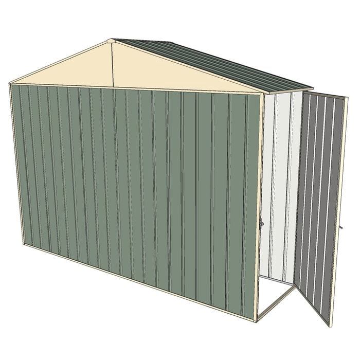 Build-a-Shed 3.0 x 0.8 x 2.3m Gable Single Hinged Side Door Shed - Green