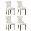 Oikiture 4x Velvet Dining Chairs Upholstered French Provincial Tufted Beige
