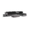 Milano Outdoor Chaise Lounge Brushed Grey With Built In Corner Table & Denim Cushions