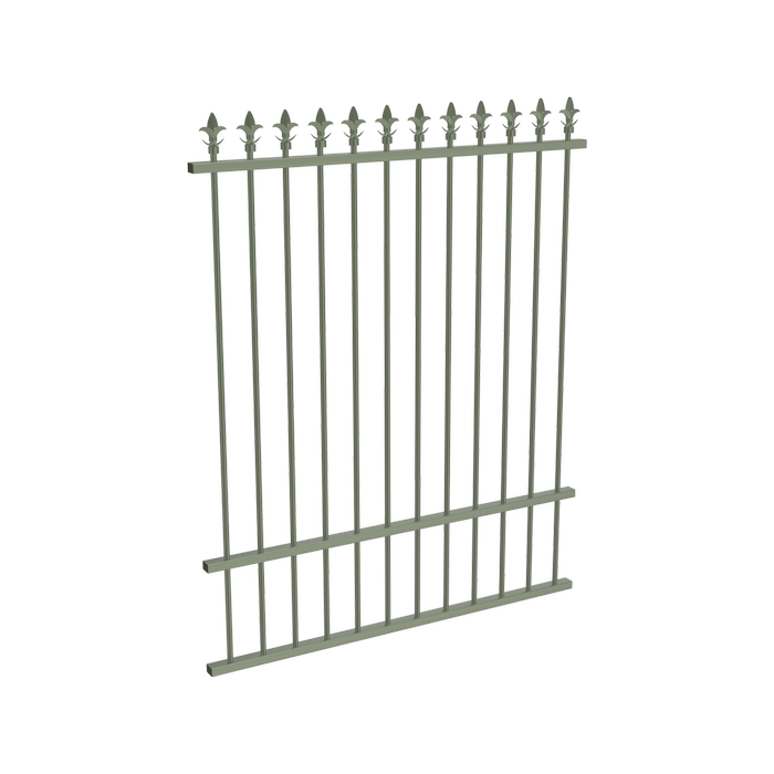 ProtectorAl 0350 - 1200 x 1500 mm Pale Eucalypt Aluminium Pool Fence Panel Spear Top with Mid Rail
