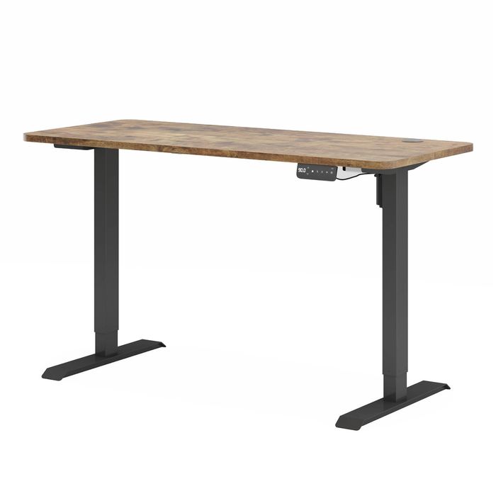 Ufurniture Electric Standing Desk 3 Memory Height Adjustable 120cm Splice Board Black Frame/Walnut Color Table Top