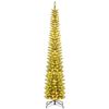 Costway 2.4M Artificial Christmas Tree Pre-lit Pencil Xmas Tree w/591 Tips Home Office Party