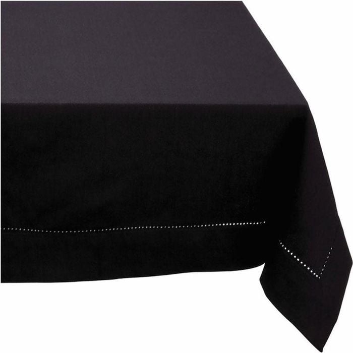 Rans Elegant Hemstitch Black Tablecloth 150x300