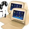 Elinz 2x 9" Full HD 1080P Touch Screen Car Headrest DVD Player BEIGE