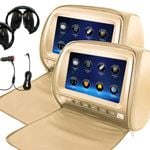 Elinz 2x 9" Full HD 1080P Touch Screen Car Headrest DVD Player BEIGE